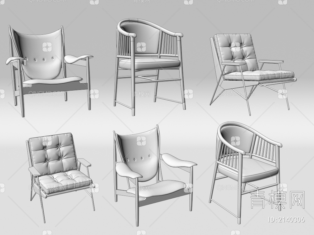 单椅 椅子 扶手椅  无扶手3D模型下载【ID:2140306】