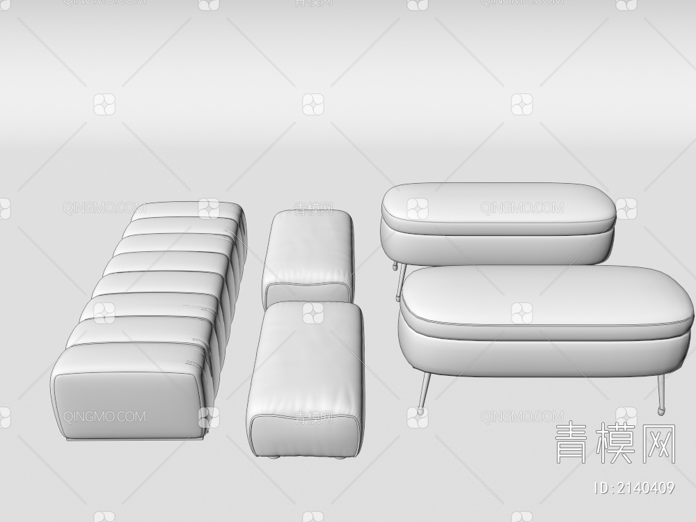 布艺沙发凳 模块沙发凳 换鞋凳 床尾凳3D模型下载【ID:2140409】