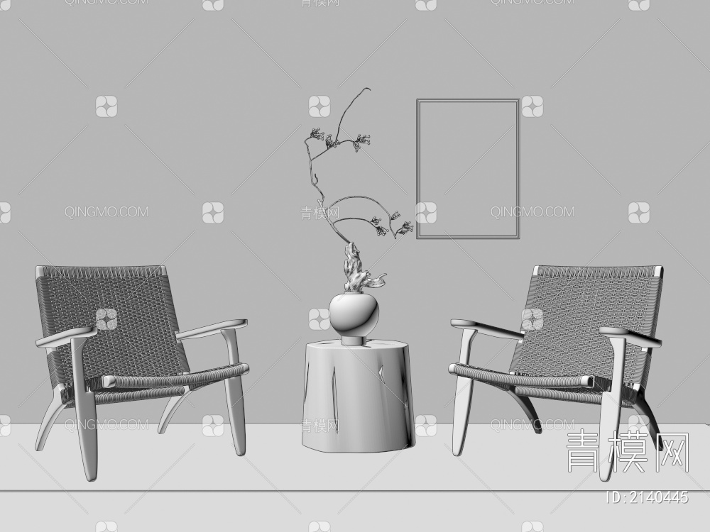 沙发椅 休闲椅 靠背椅 实木单人沙发 扶手沙发椅3D模型下载【ID:2140445】