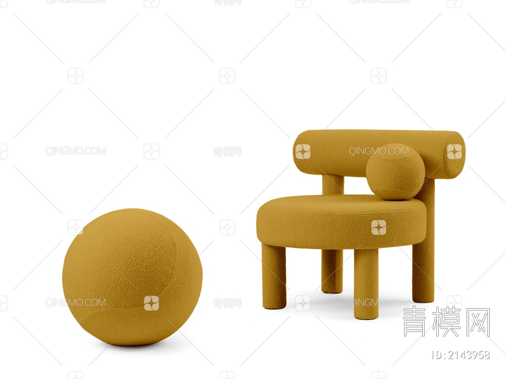 休闲椅 单椅3D模型下载【ID:2143958】