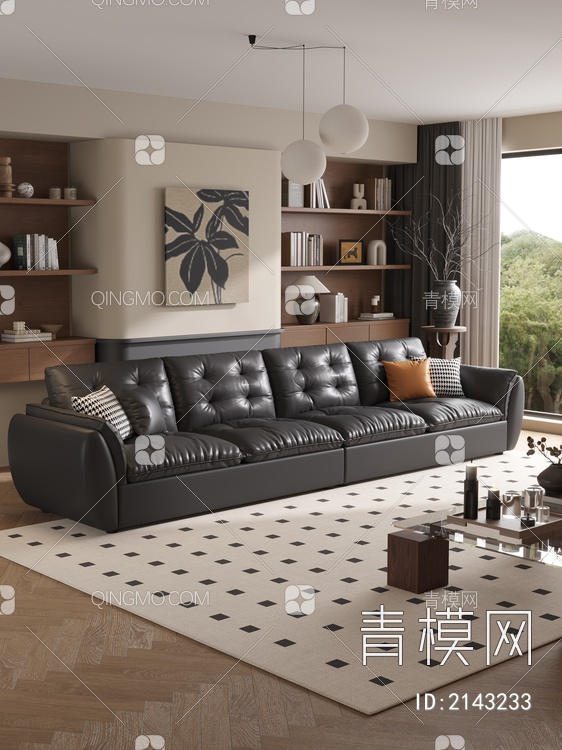 客厅 沙发茶几组合 饰品摆件3D模型下载【ID:2143233】