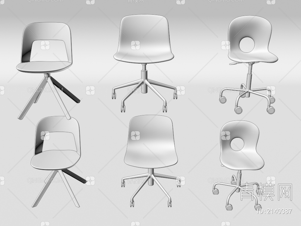 办公椅 升降休闲椅 扶手办公椅 老板椅 旋转椅3D模型下载【ID:2140387】