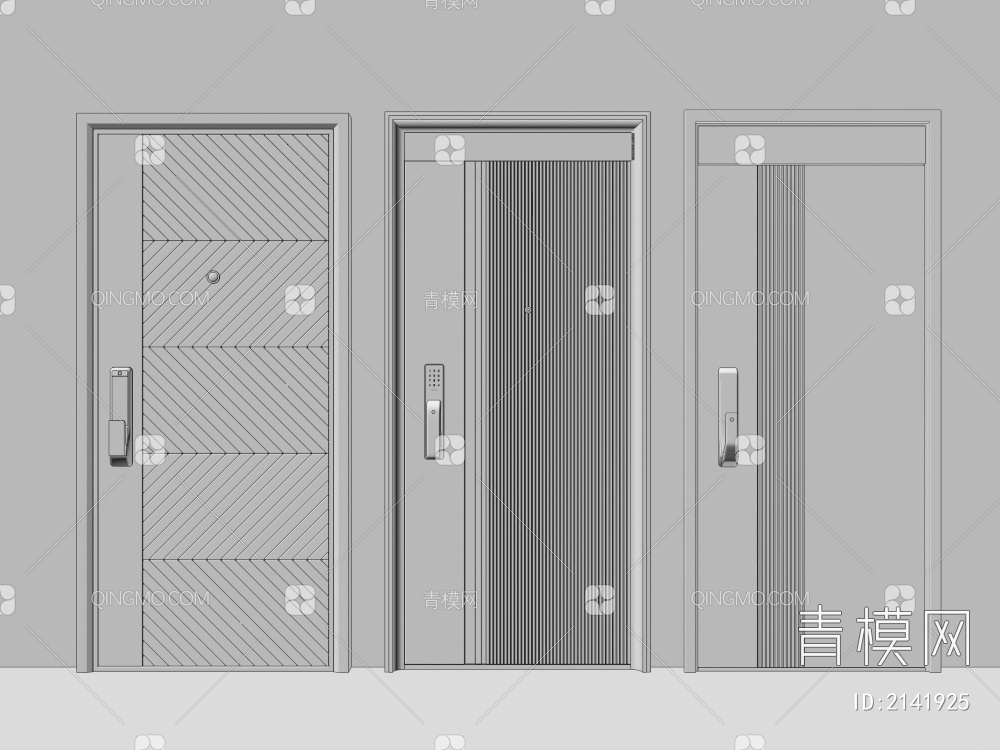单开门 平开门 入户门 防盗门 子母门3D模型下载【ID:2141925】