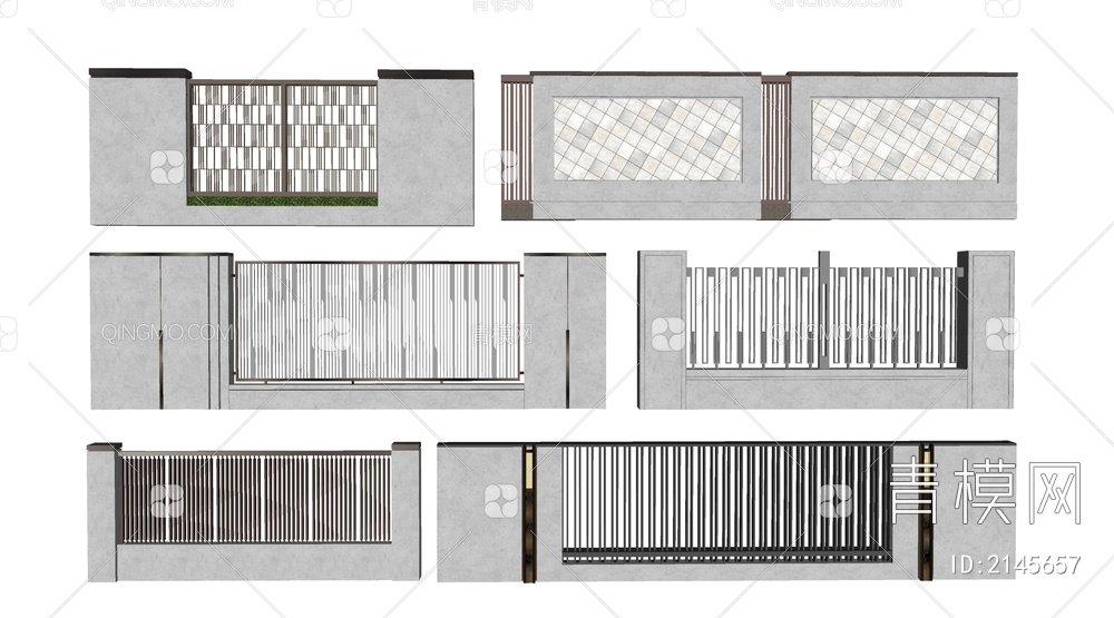 庭院围墙SU模型下载【ID:2145657】