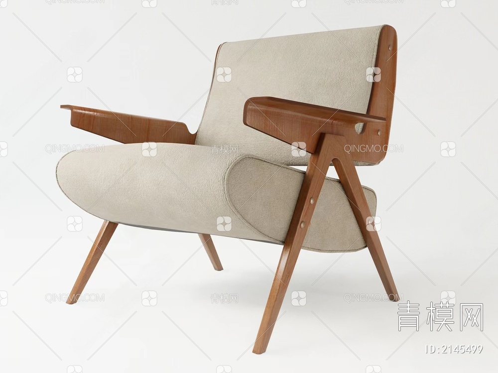休闲椅 实木椅 单椅3D模型下载【ID:2145499】