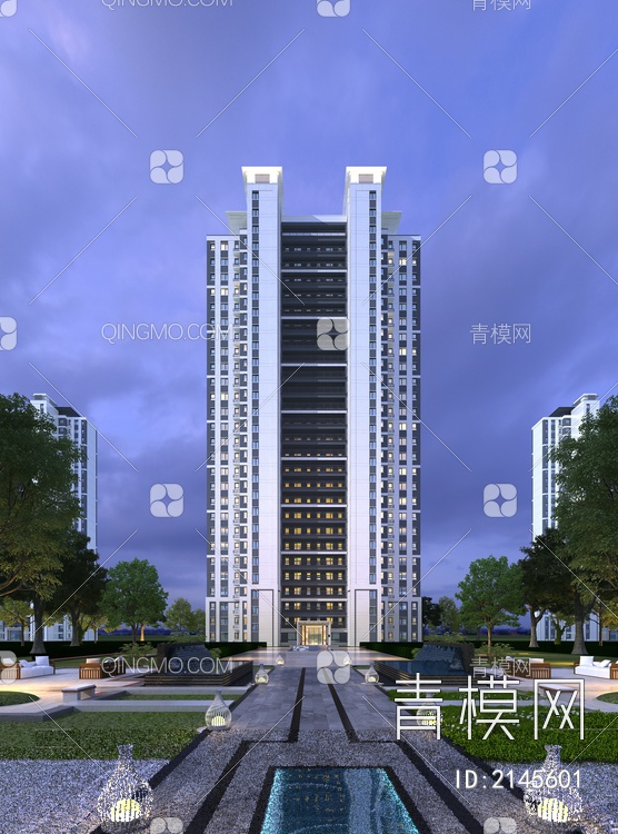 高层 住宅3D模型下载【ID:2145601】