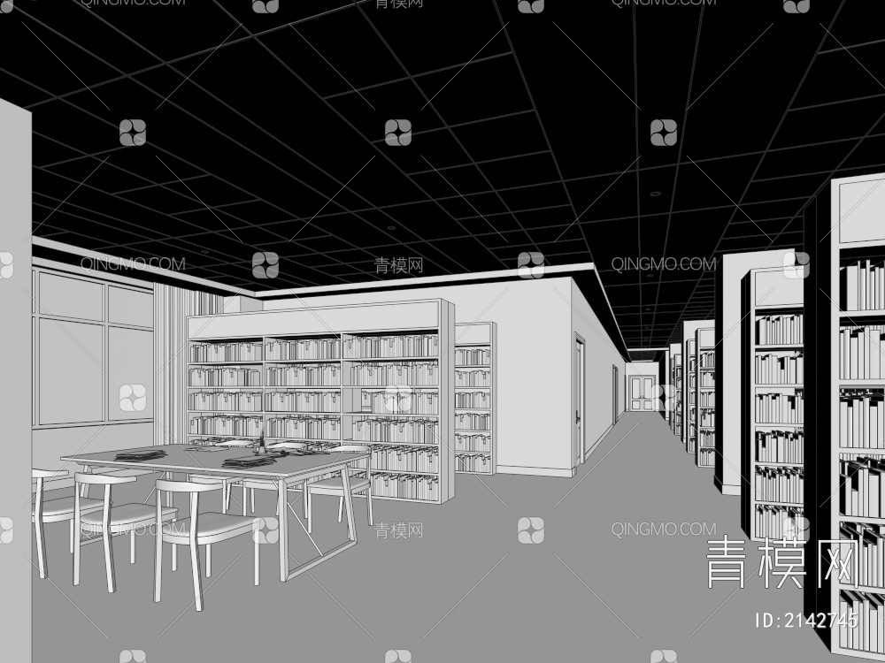 图书阅览室3D模型下载【ID:2142745】