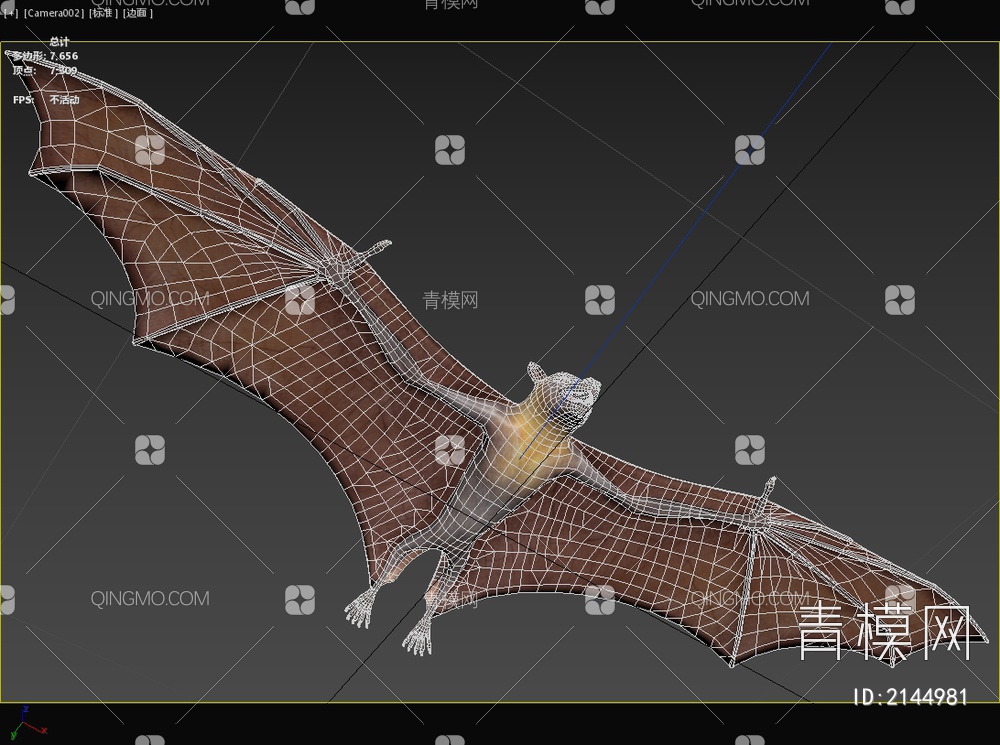 灰头狐蝠 蝙蝠 动物3D模型下载【ID:2144981】