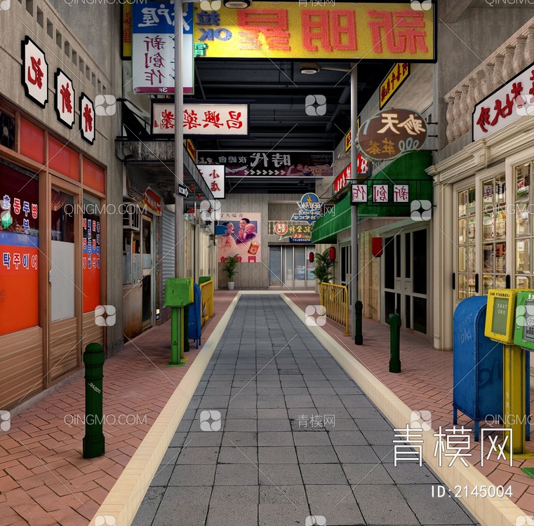 复古商业街3D模型下载【ID:2145004】