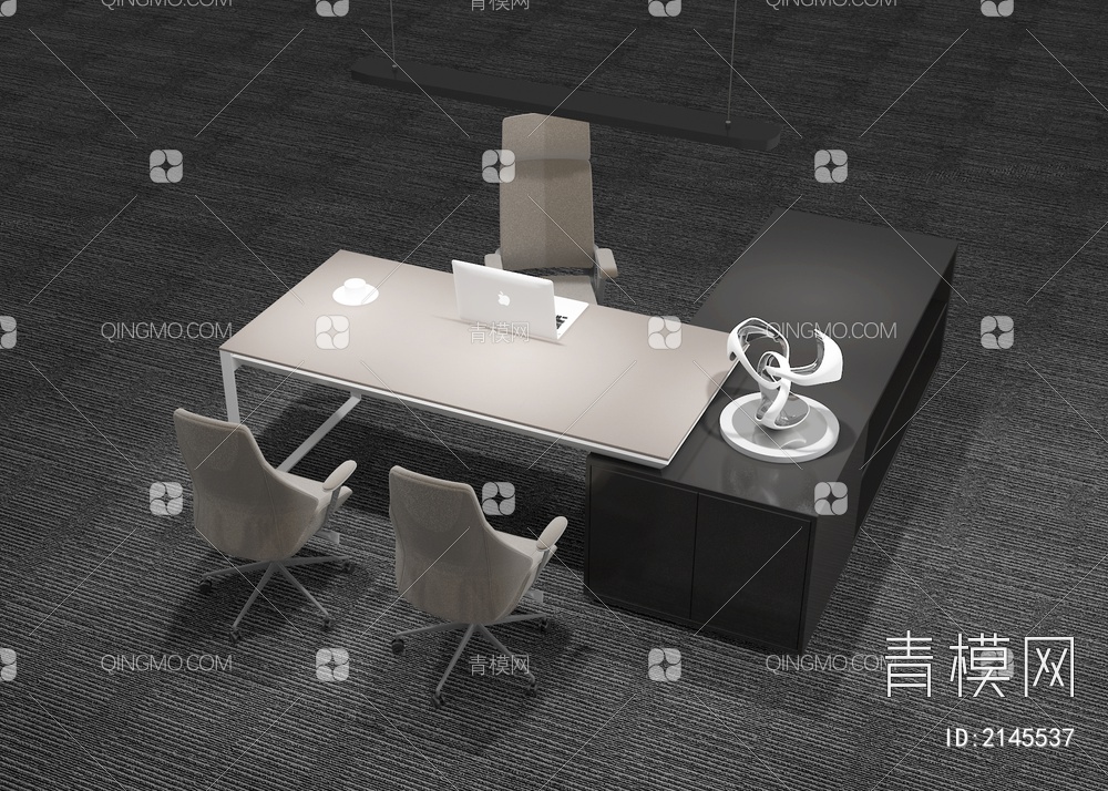 办公桌椅组合 吊灯 办公桌3D模型下载【ID:2145537】
