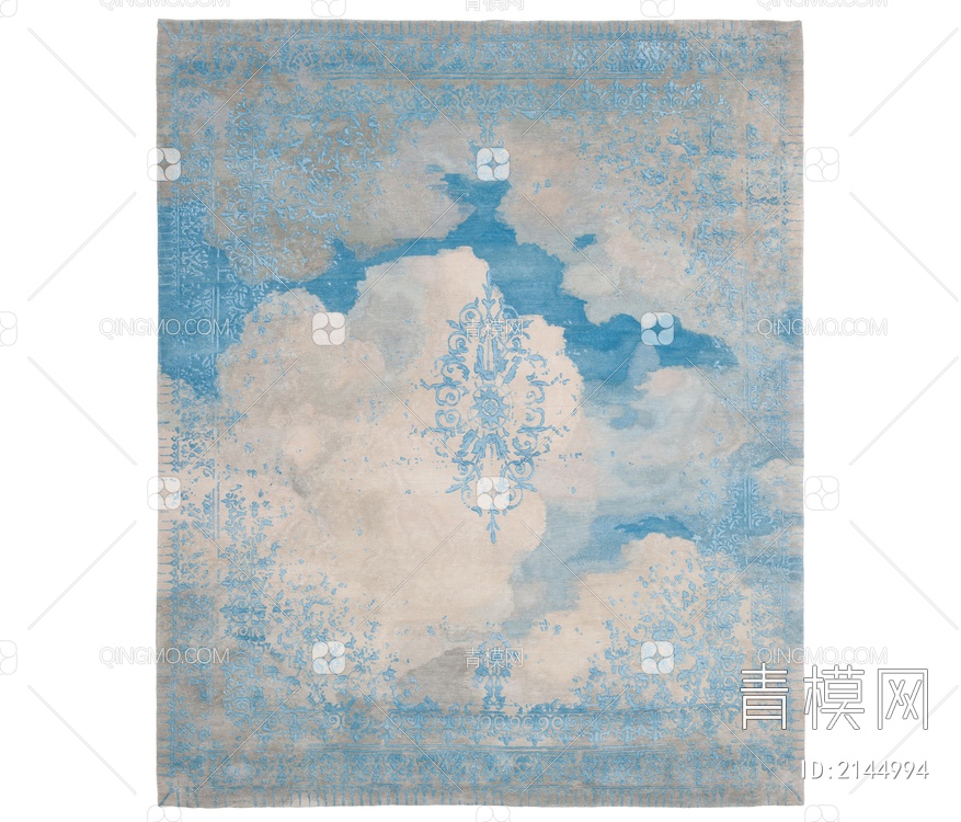 蓝色印花地毯贴图下载【ID:2144994】