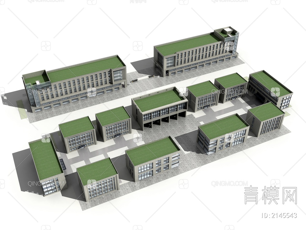 多层 工业  办公楼3D模型下载【ID:2145543】