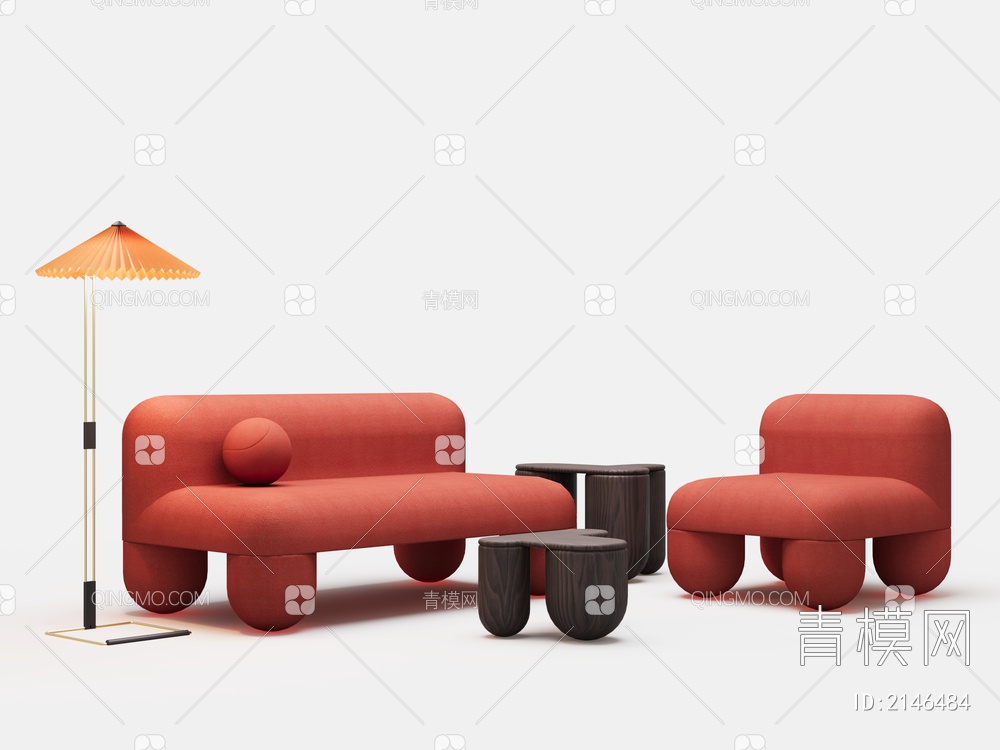 休闲沙发茶几组合3D模型下载【ID:2146484】