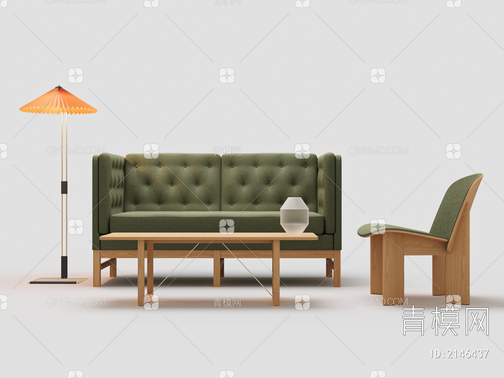 沙发茶几组合3D模型下载【ID:2146437】