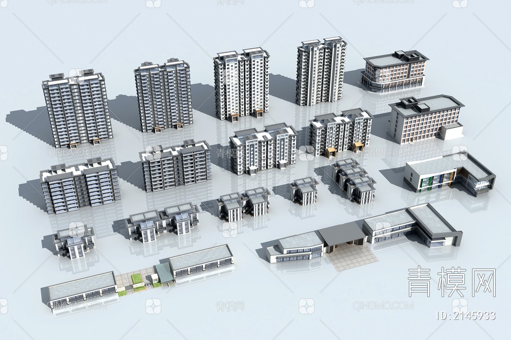 全套 住宅小区 建筑3D模型下载【ID:2145933】