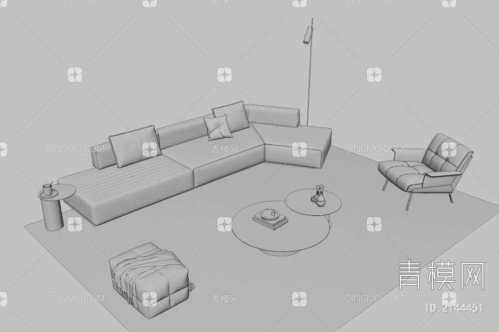 沙发茶几组合3D模型下载【ID:2144451】