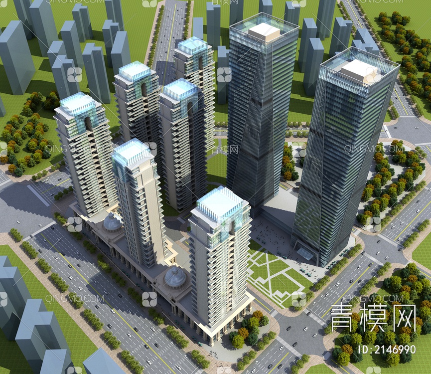 高层 商住楼 公寓  办公楼 写字楼3D模型下载【ID:2146990】