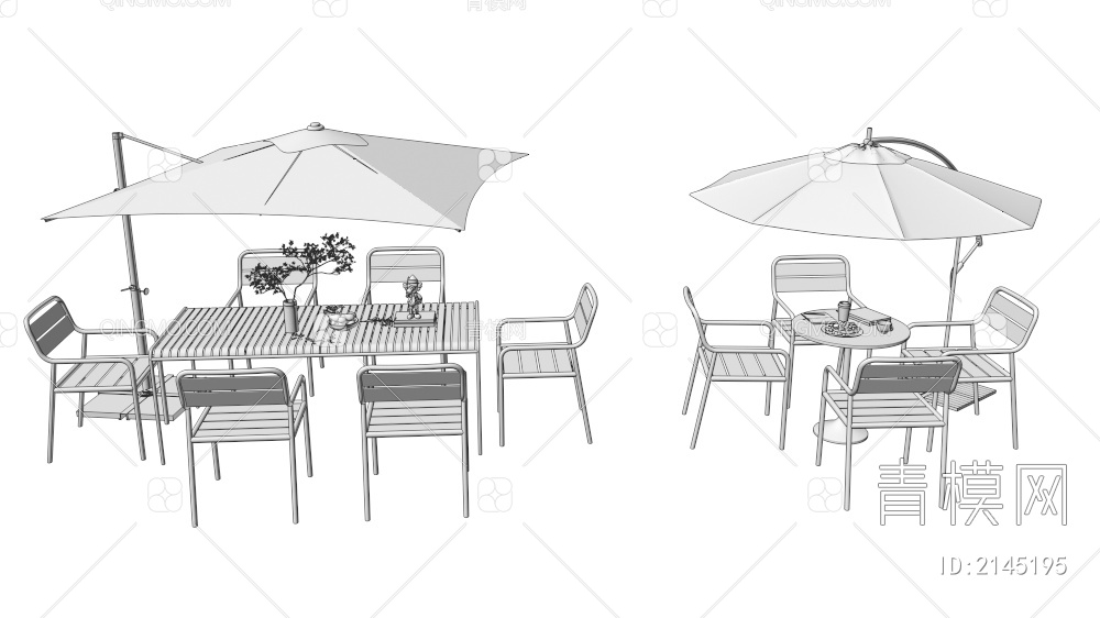 户外桌椅组合3D模型下载【ID:2145195】