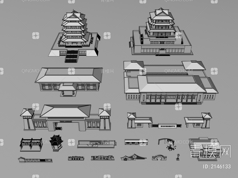 古建 塔楼 公共建筑3D模型下载【ID:2146133】