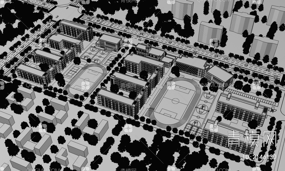 学校 教学楼  行政楼  综合楼 宿舍楼3D模型下载【ID:2146130】