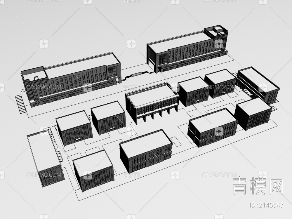 多层 工业  办公楼3D模型下载【ID:2145543】