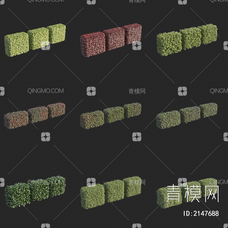 灌木 长条绿篱 绿篱墙 植物墙3D模型下载【ID:2147688】