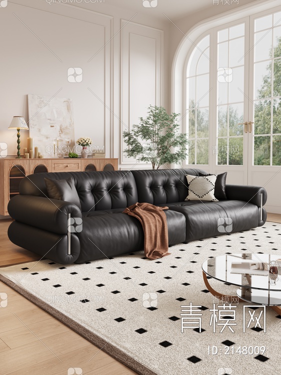 双人沙发 沙发茶几组合 柜子 饰品摆件3D模型下载【ID:2148009】