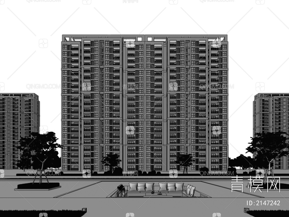 高层 住宅3D模型下载【ID:2147242】