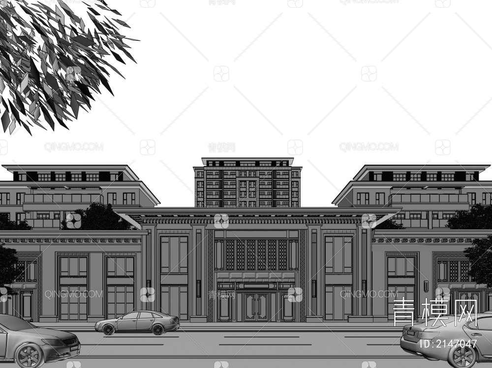 新亚洲  入户大厅 商业 大门 入口3D模型下载【ID:2147047】