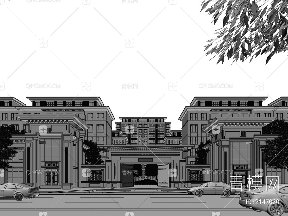 新亚洲  住宅 商业 大门 入口3D模型下载【ID:2147030】