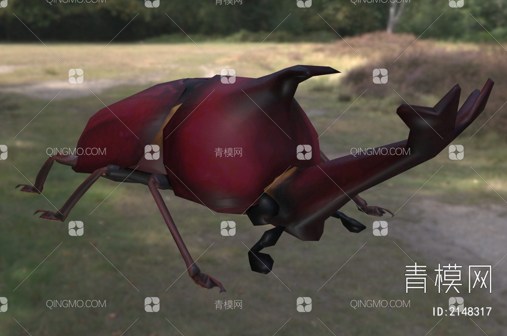 双叉犀 金龟独角仙兜虫 昆虫 动物3D模型下载【ID:2148317】