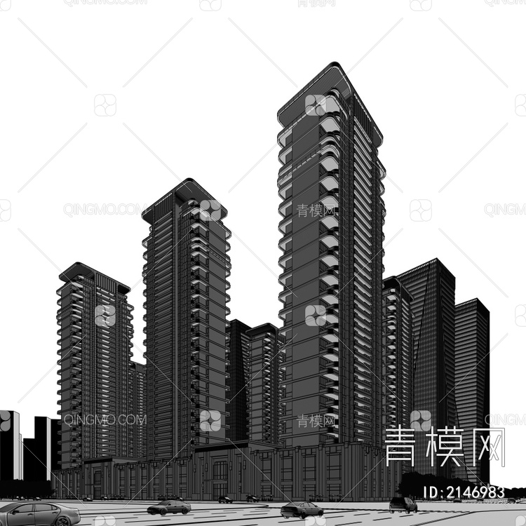 高层 商住楼 公寓3D模型下载【ID:2146983】