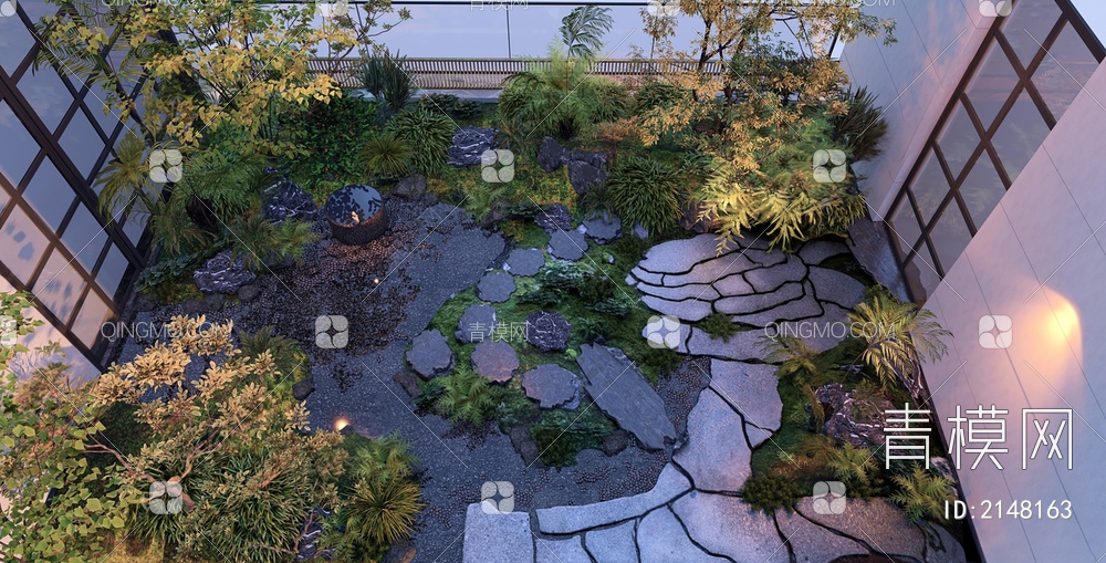 禅意庭院花园3D模型下载【ID:2148163】