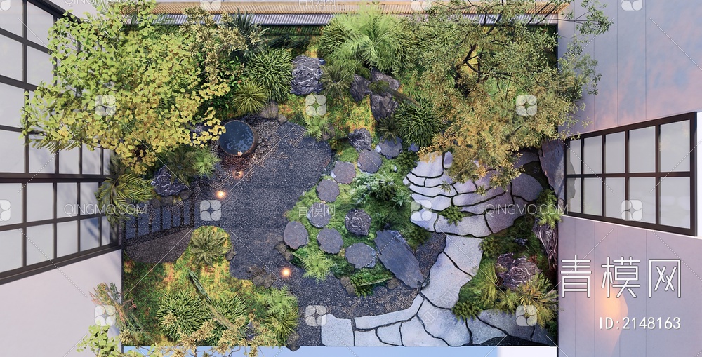 禅意庭院花园3D模型下载【ID:2148163】