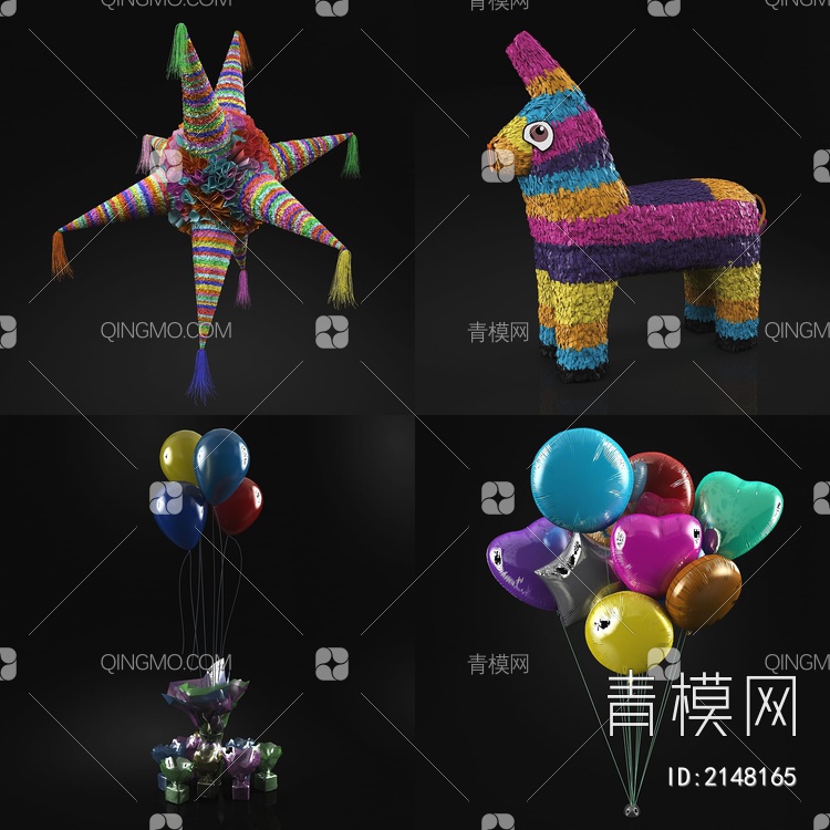 聚会party道具 气球 聚会装饰品3D模型下载【ID:2148165】