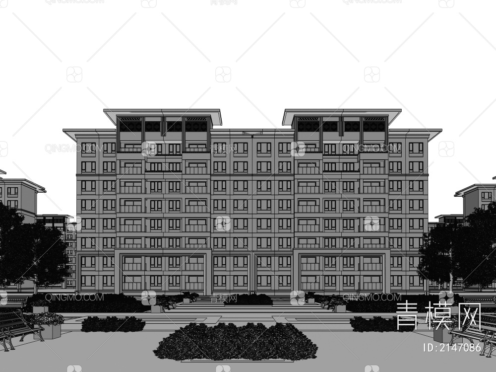 新亚洲 多层  住宅 洋房3D模型下载【ID:2147086】