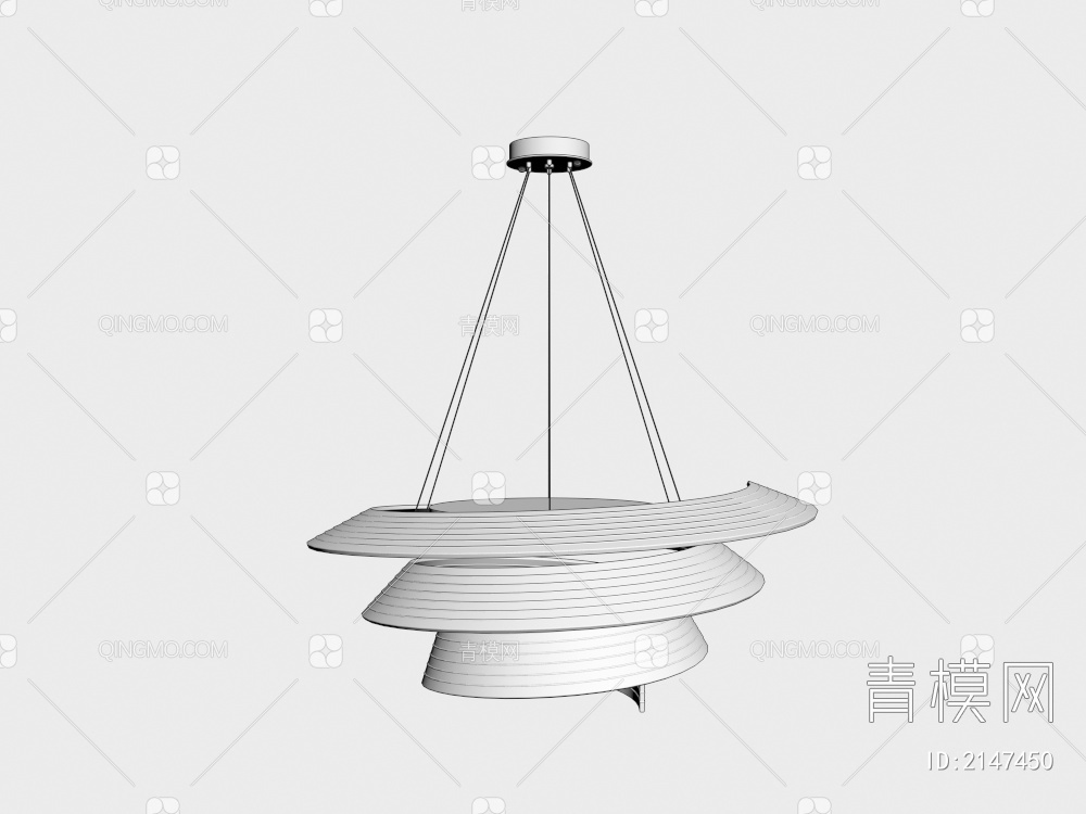 螺旋灯罩金属吊灯3D模型下载【ID:2147450】
