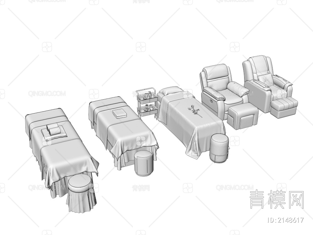 按摩床 美容床 按摩椅 电动按摩沙发3D模型下载【ID:2148617】