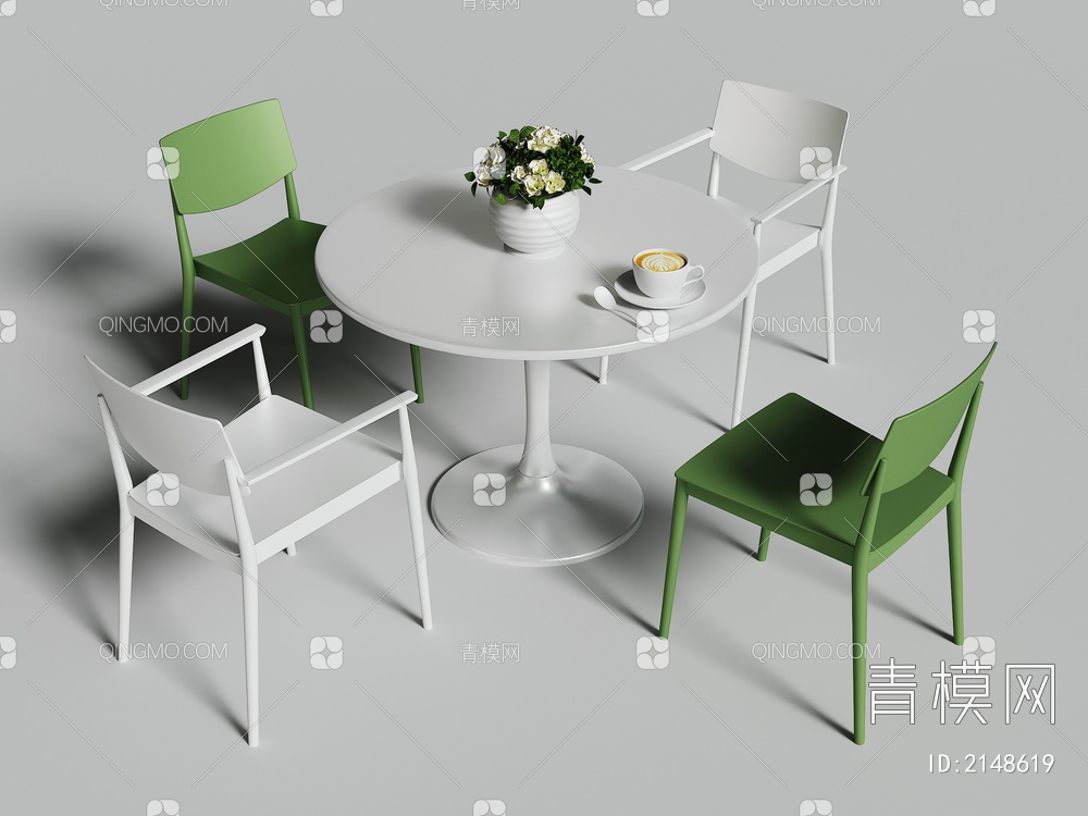 休闲座椅组合 洽谈桌椅组合 餐桌椅 桌椅3D模型下载【ID:2148619】