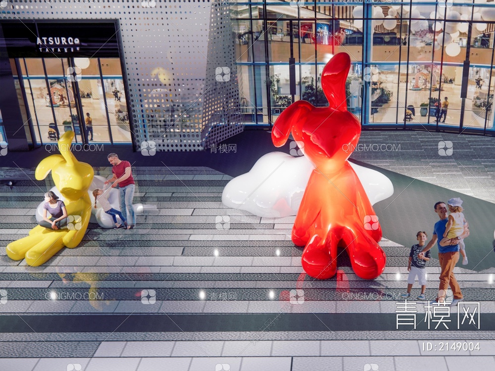 玩偶云朵座凳雕塑小品3D模型下载【ID:2149004】