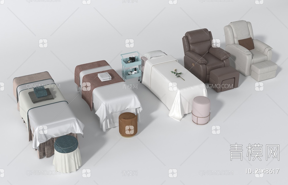 按摩床 美容床 按摩椅 电动按摩沙发3D模型下载【ID:2148617】