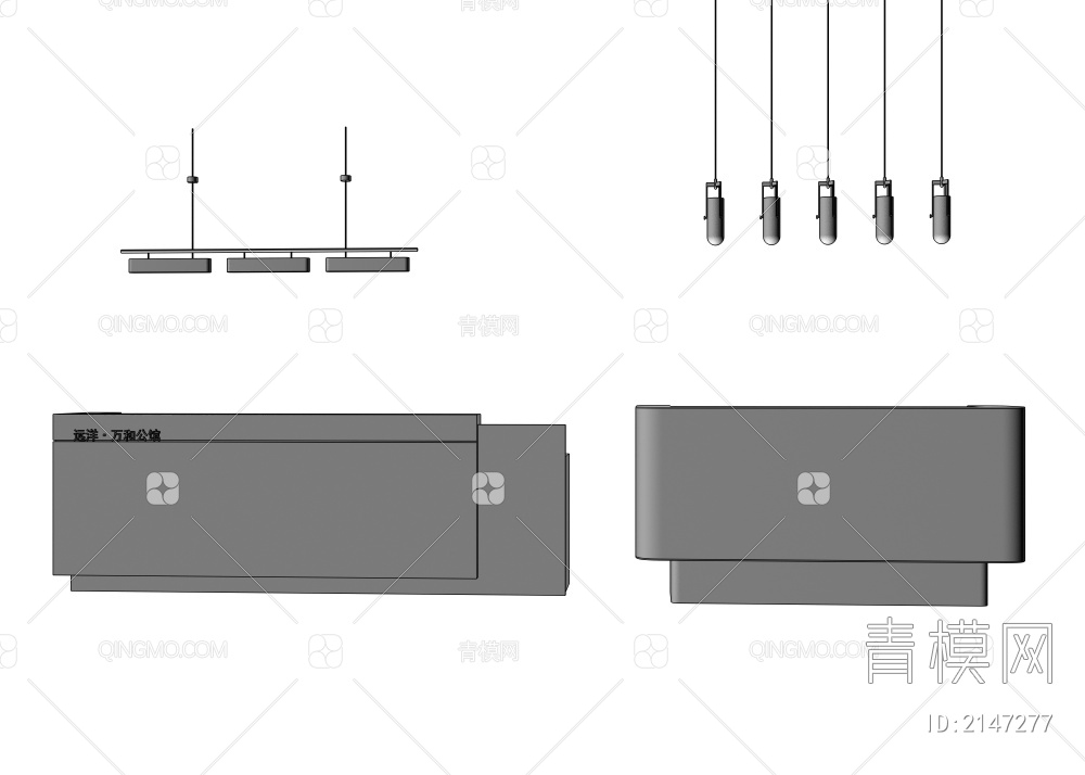 吧台  吧台组合 吊灯3D模型下载【ID:2147277】
