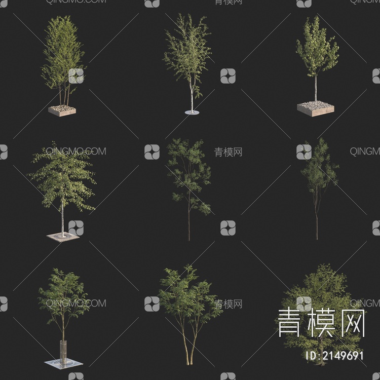 景观树 小树 行道树 鸟瞰树3D模型下载【ID:2149691】