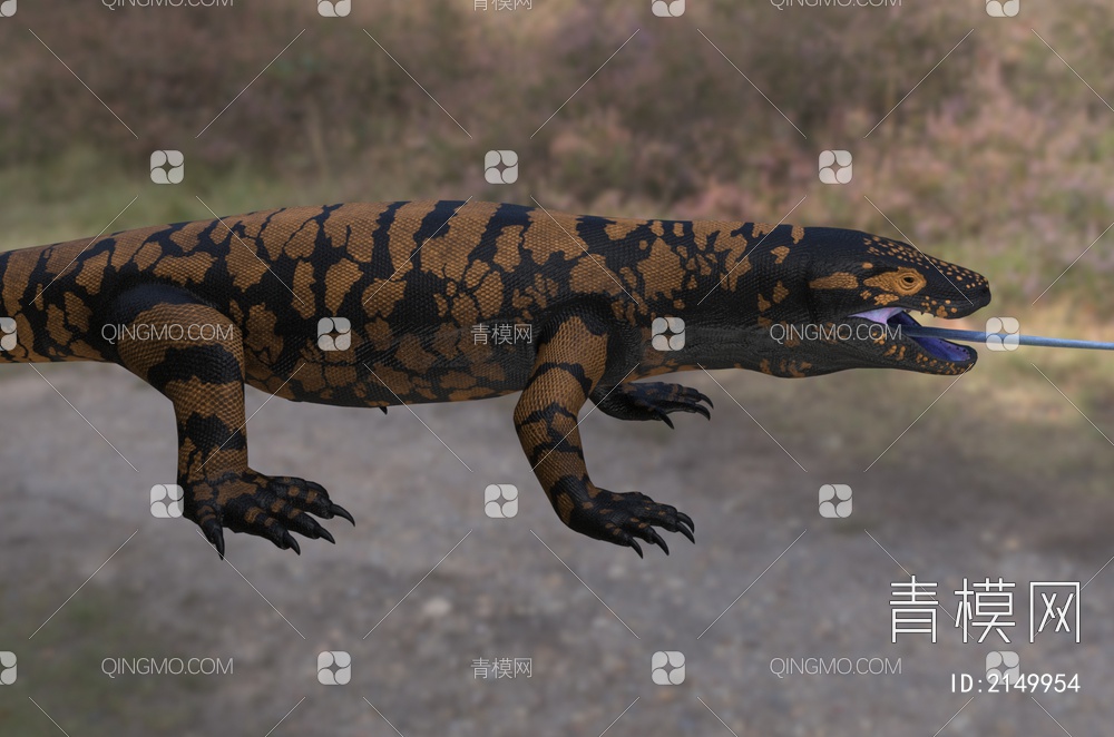 鳞龙之光古萨尼瓦蜥 巨蜥蜴 史前生物动物3D模型下载【ID:2149954】