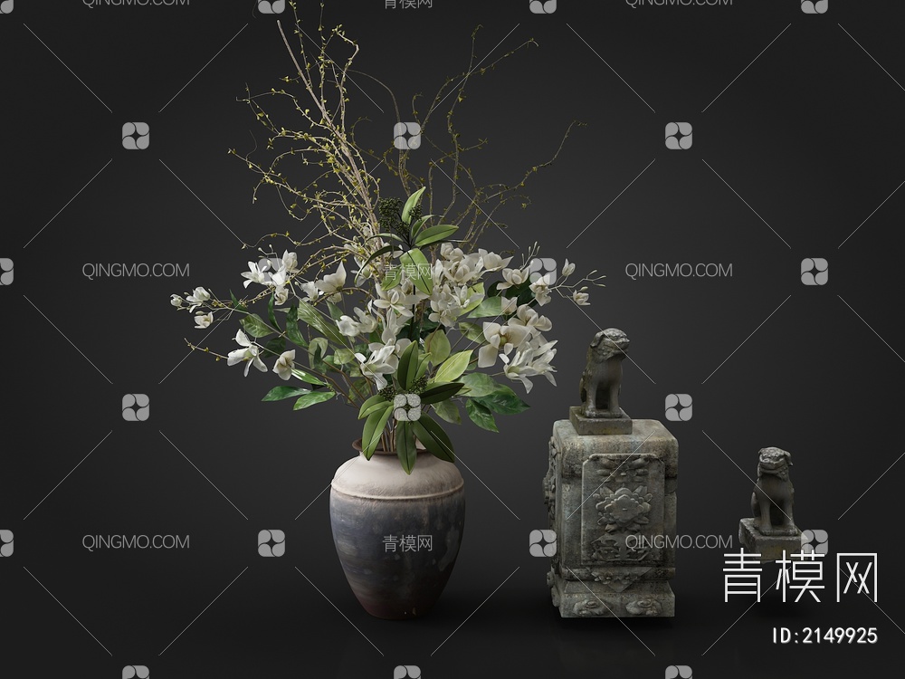 陶瓷花瓶摆件3D模型下载【ID:2149925】