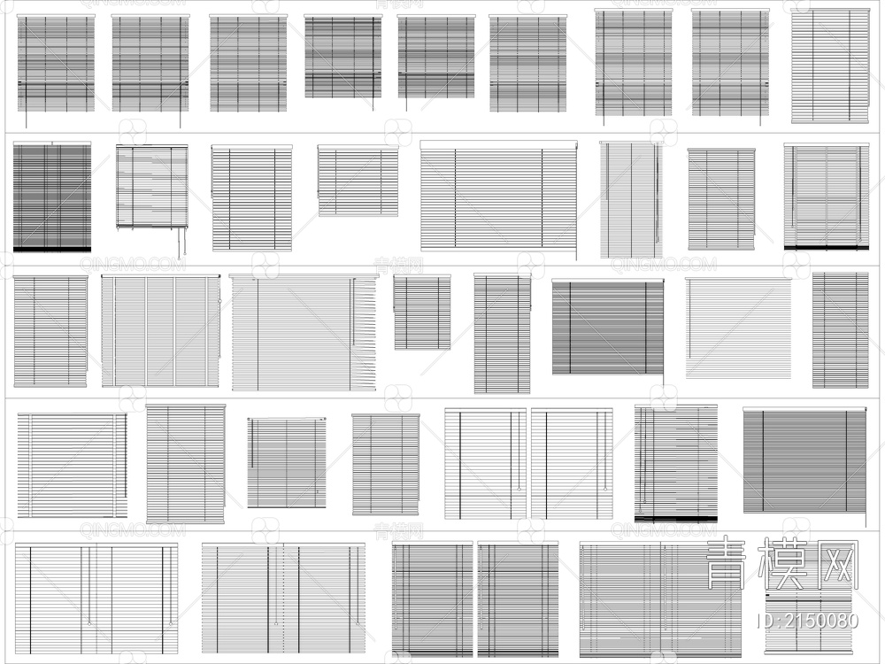 2024年最新超全竹帘卷帘百叶窗帘CAD图库【ID:2150080】