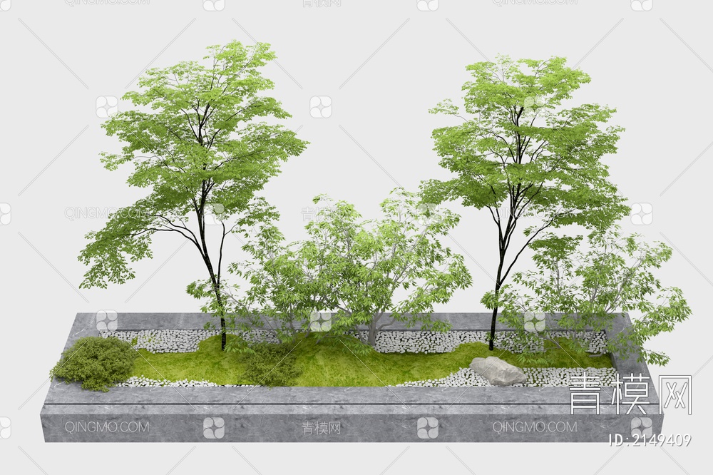 景观  绿植  树  石头3D模型下载【ID:2149409】