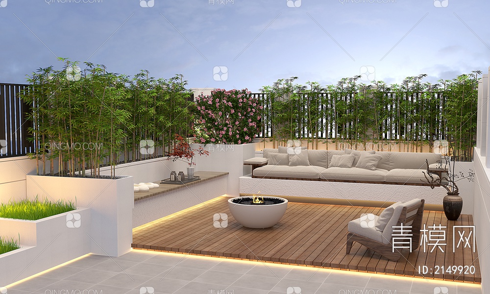 屋顶花园 别墅庭院 植物组合3D模型下载【ID:2149920】