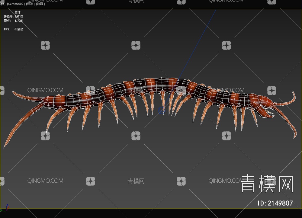 印度巨型老虎蜈蚣 昆虫 生物 动物3D模型下载【ID:2149807】