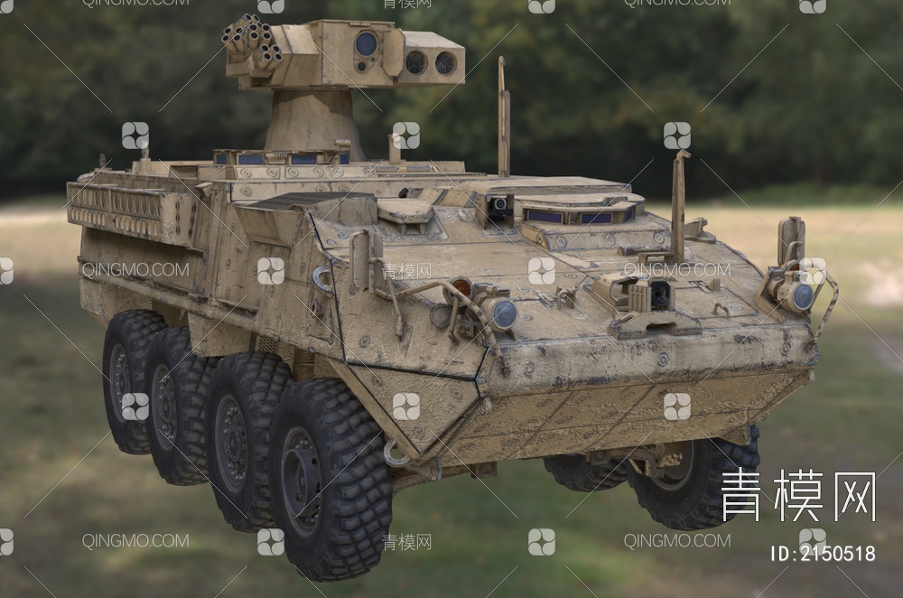 美国M1134斯崔克反坦克导弹发射车装甲车3D模型下载【ID:2150518】